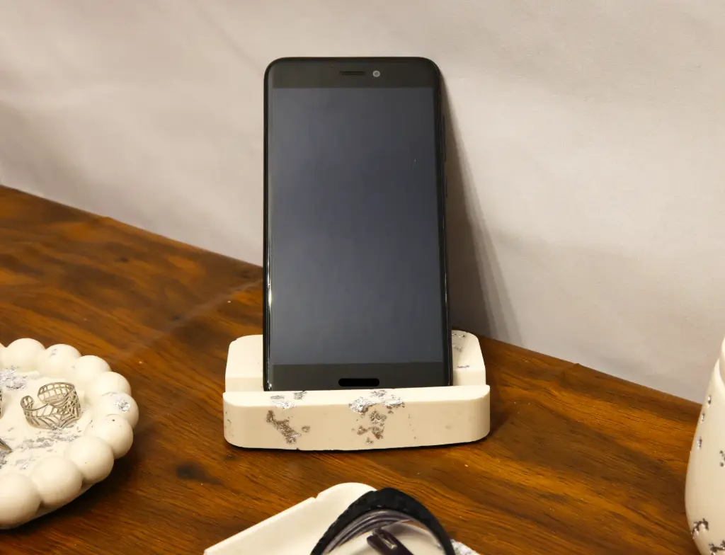 Porte téléphone Rectangle Blanc/Argent