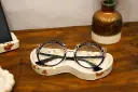 Porte Lunette Rond Blanc/Or rose
