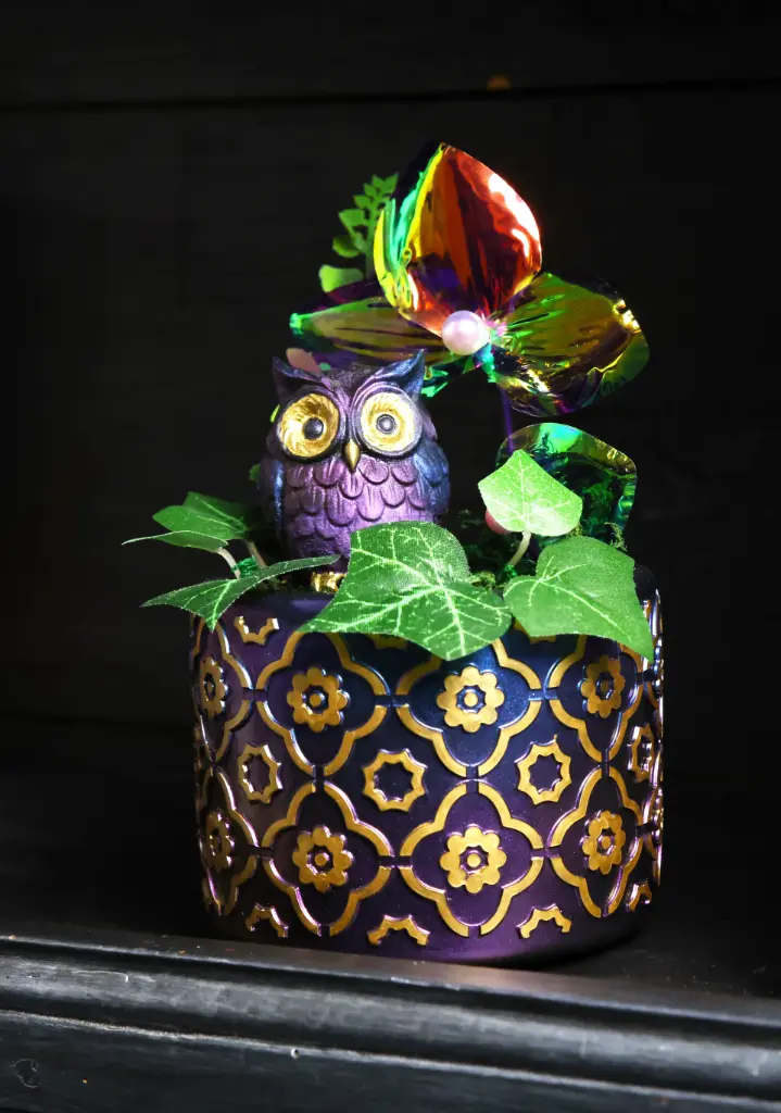 Figurine Hibou Violet/Rose