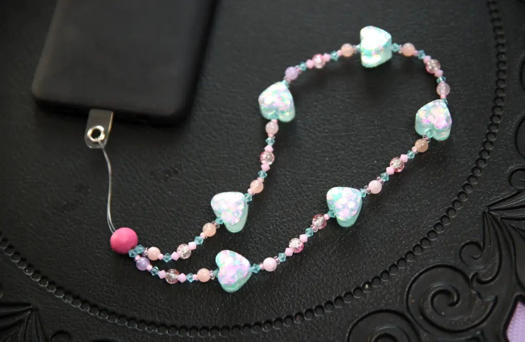 Chaine Téléphone Coeur Bleue/Rose