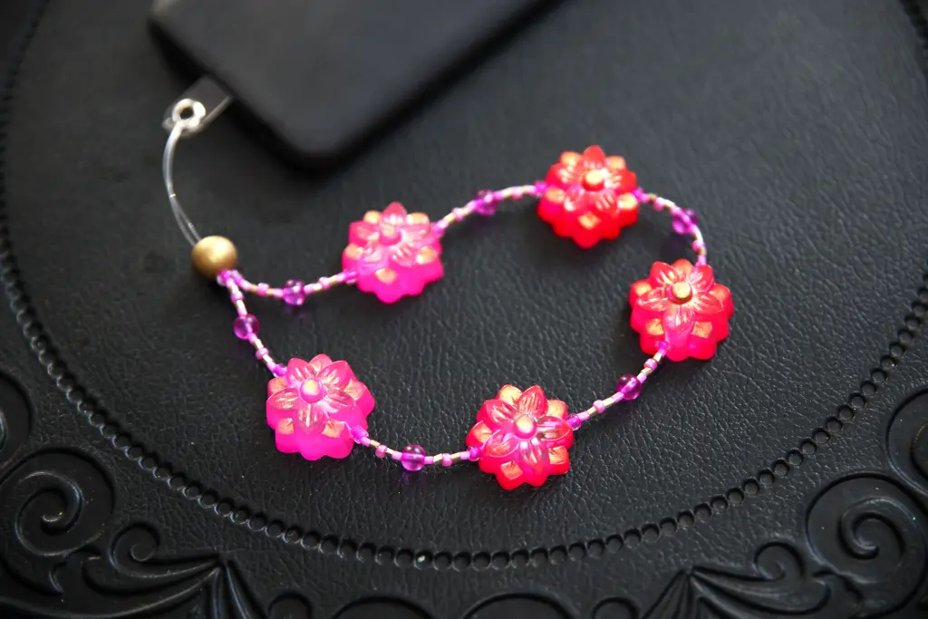 Chaîne Téléphone Fleur (5 identiques) Rose/Or